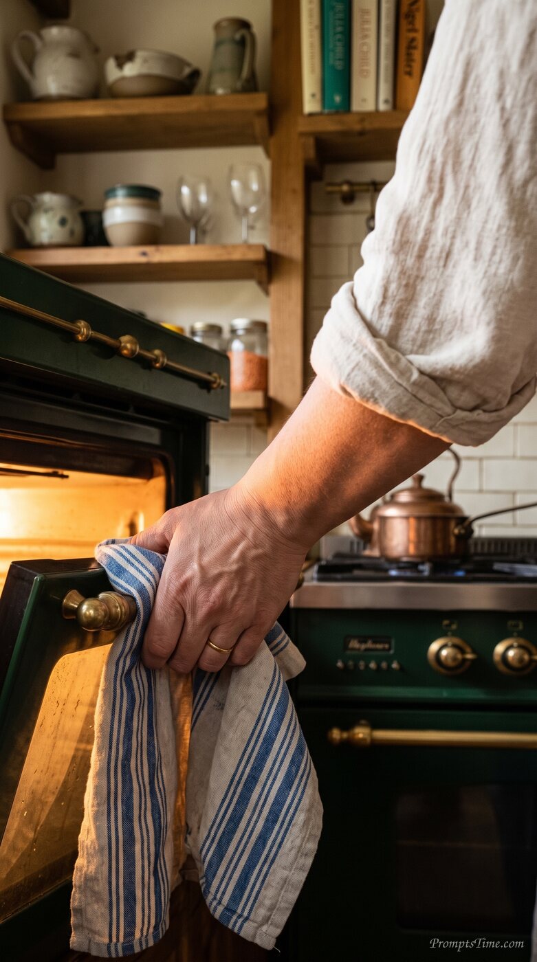 Hands opening oven door