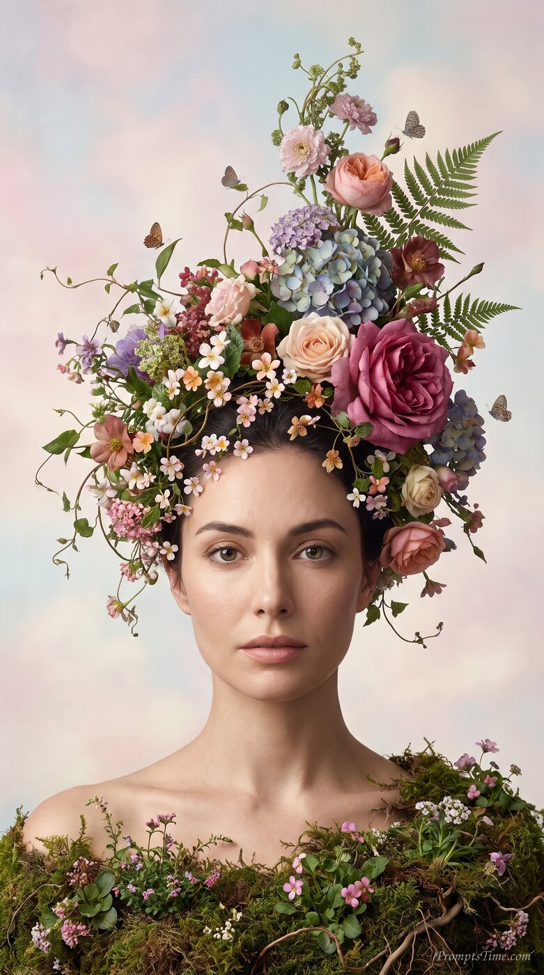 Woman transforming into botanica…