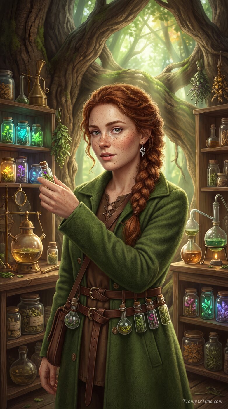 Forest alchemist in woodland lab…