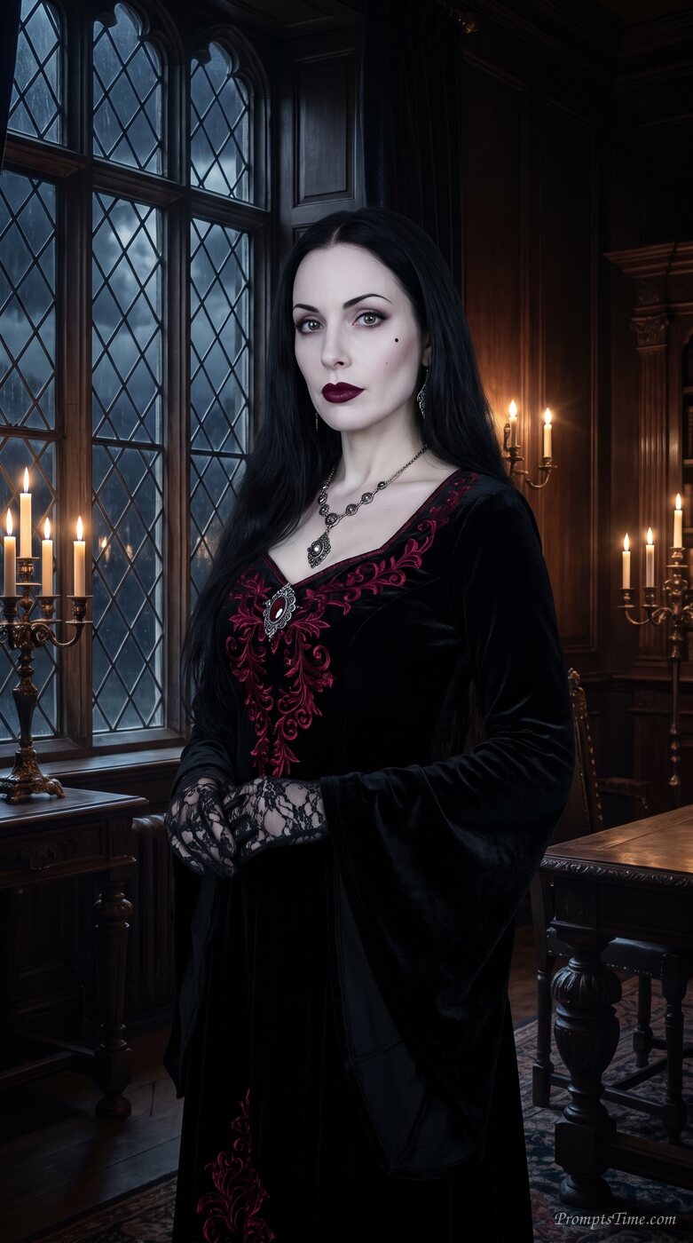 Gothic aristocrat standing in ma…