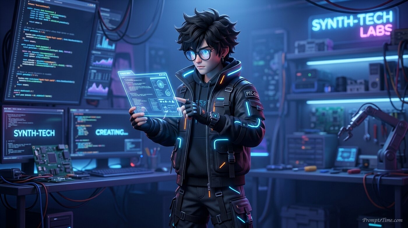 Character wearing tech jacket — AI-generated images image