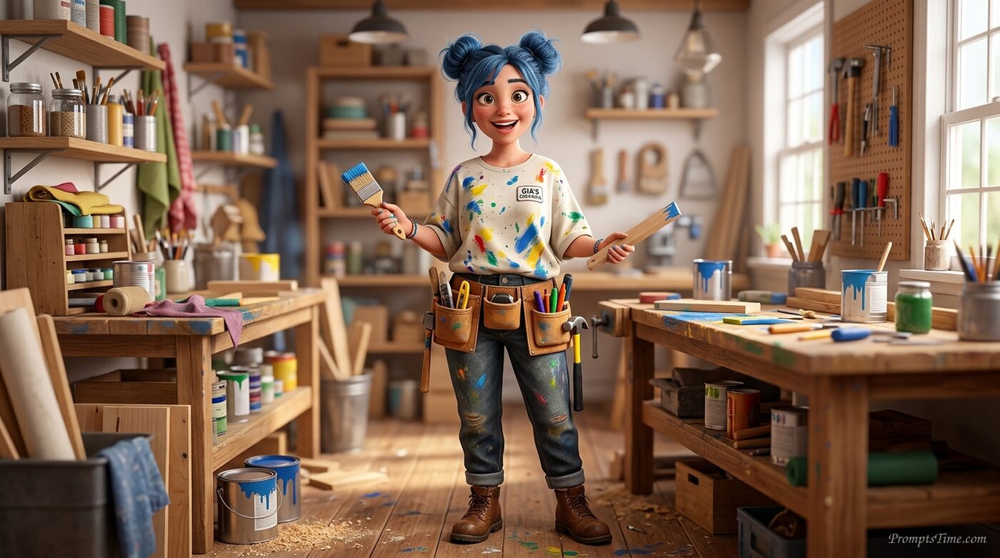 DIY creator wearing tool belt — AI-generated images image