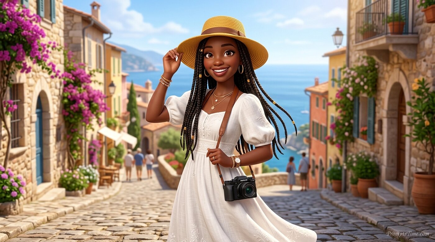 Woman wearing sun hat and — AI-generated images image