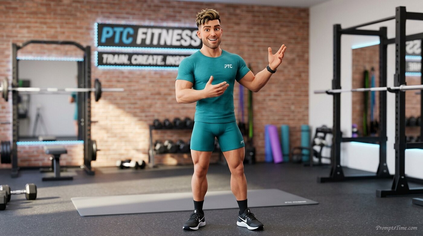 Fitness creator posing in studio — AI-generated images image