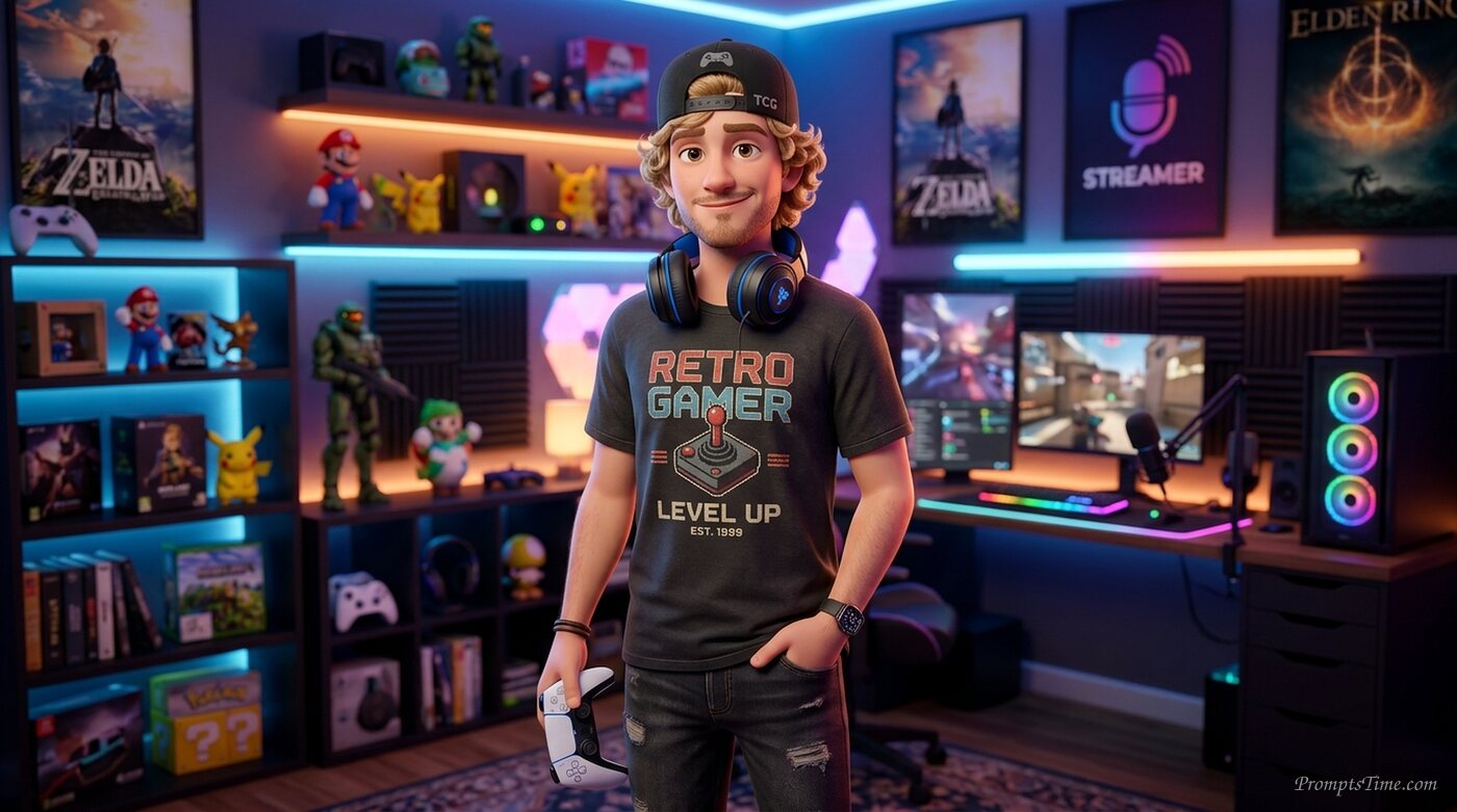 Gamer wearing cap and headphones — AI-generated images image