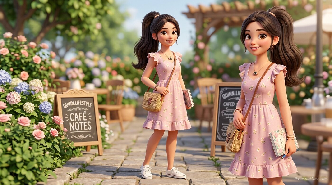Quinn in pastel dress — AI-generated images image