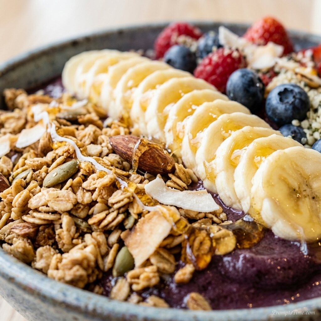 Acai bowl topped with granola — AI-generated images image