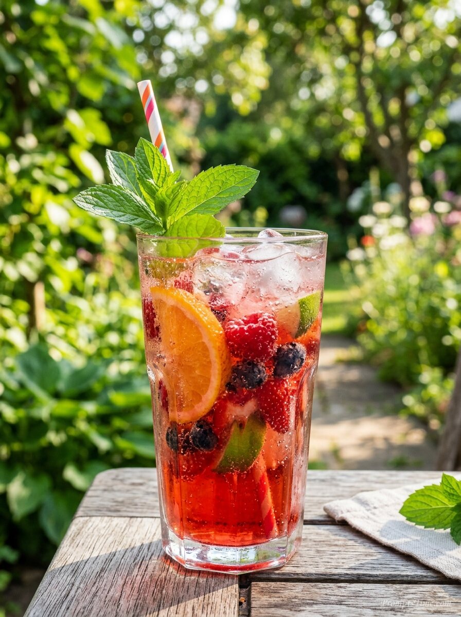 Sparkling fruit punch in glass — AI-generated images image