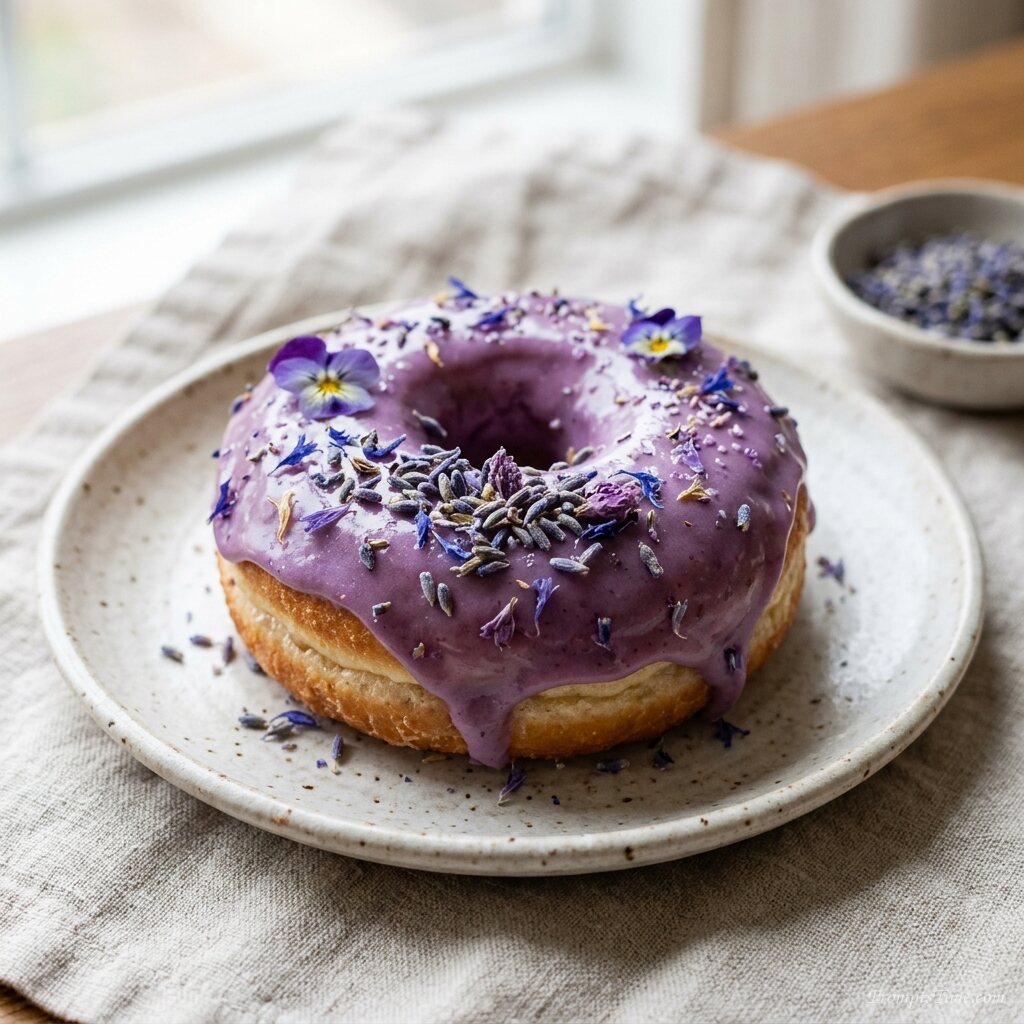 Artisan donut with lavender glaze — AI-generated images image