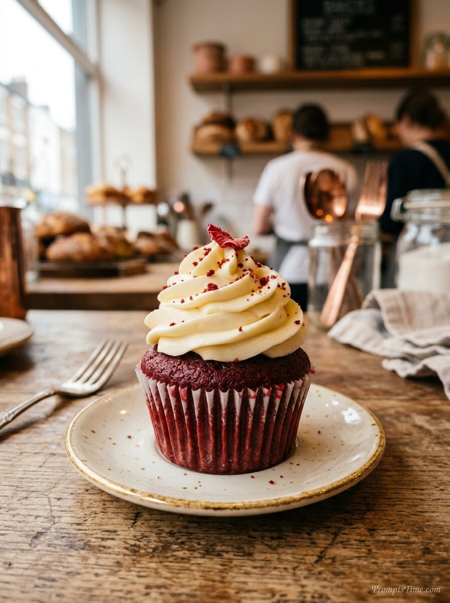 Red velvet cupcake with frosting — AI-generated images image