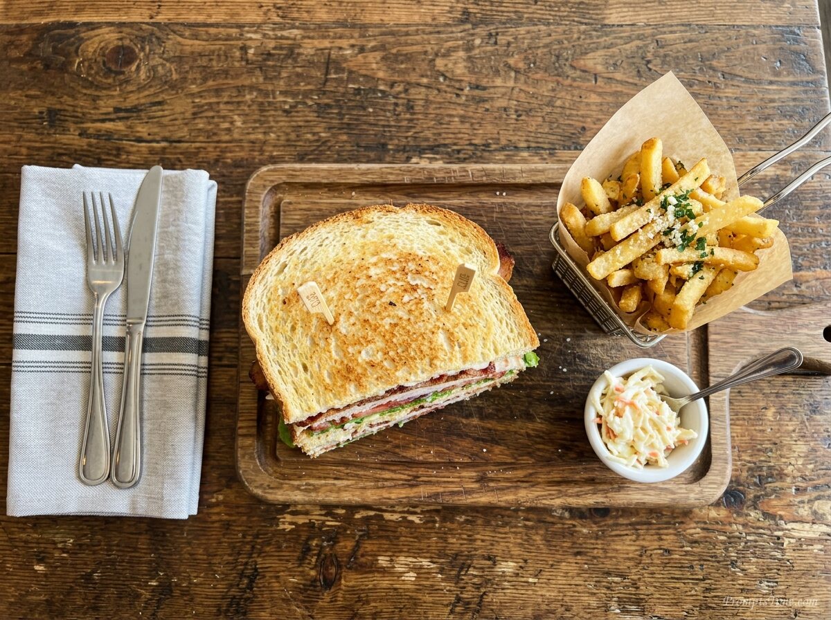 Club sandwich with turkey bacon — AI-generated images image