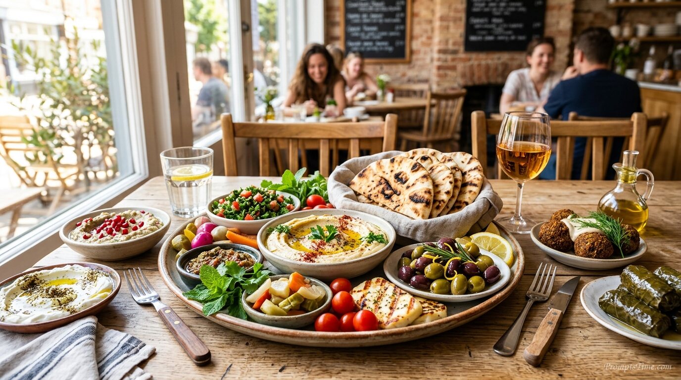 Mediterranean mezze platter with… — AI-generated images image