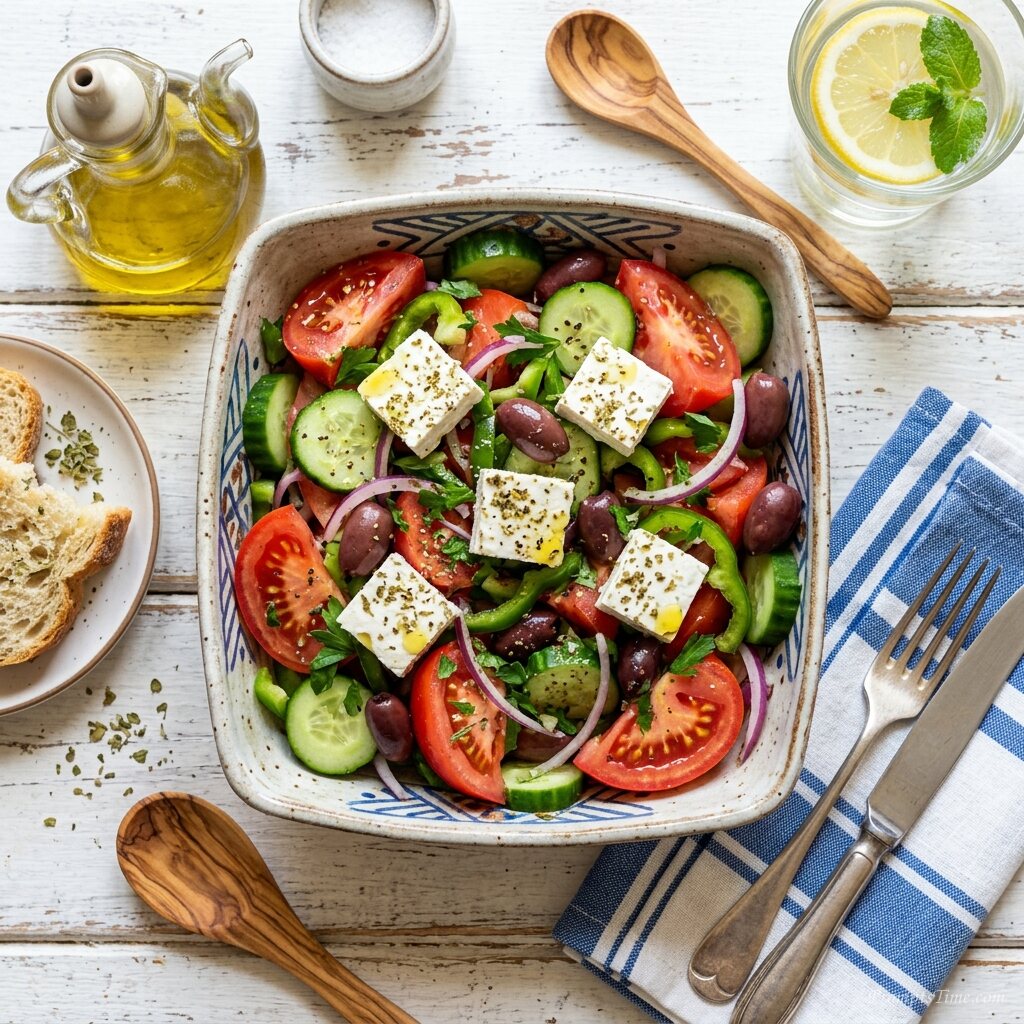 Greek salad in bowl — AI-generated images image