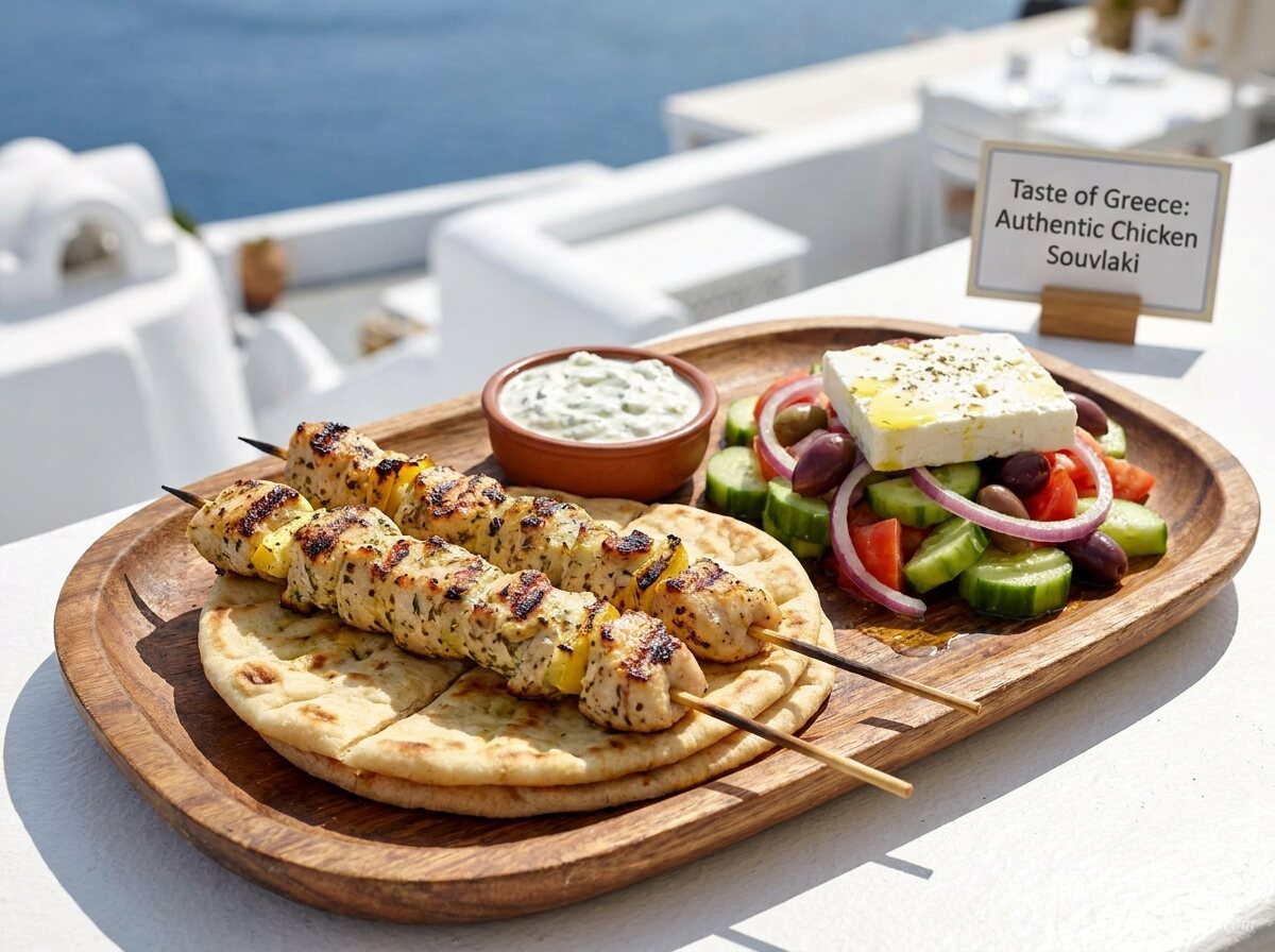 Chicken souvlaki with pita and — AI-generated images image