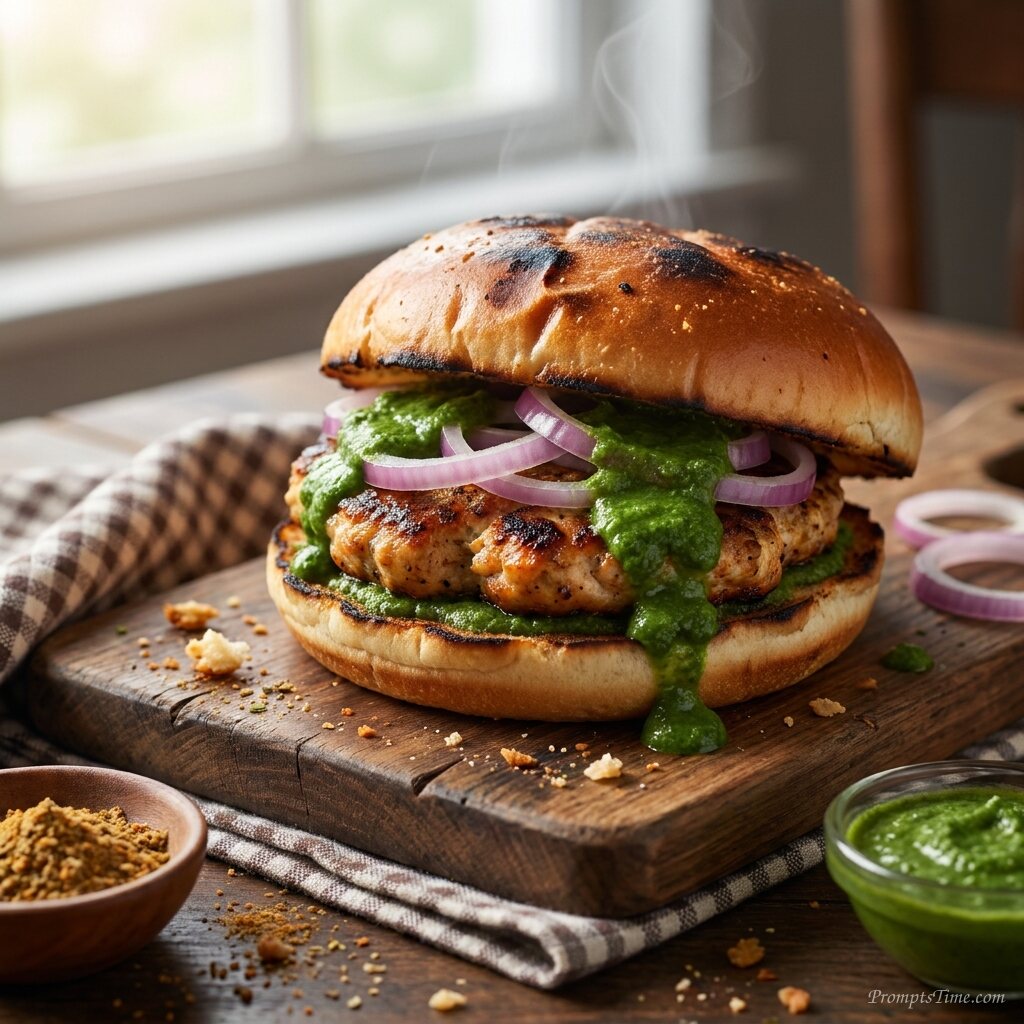 Chicken bun kebab on table 2 — AI-generated images image