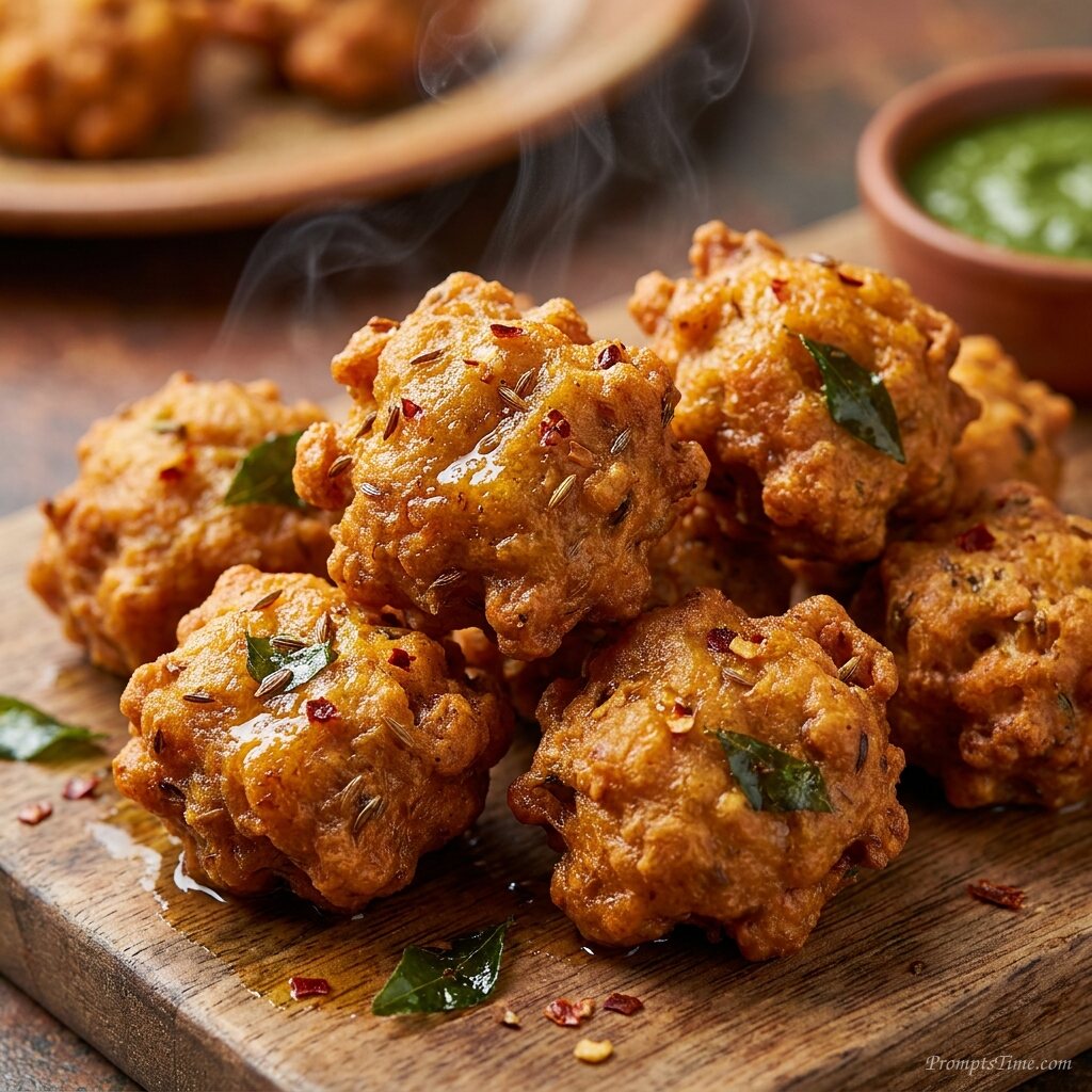 Fried chicken pakoras glistening — AI-generated images image