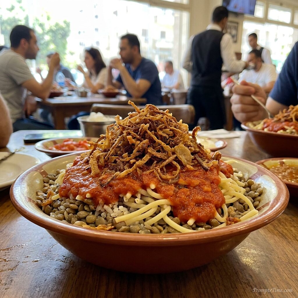 Egyptian koshari in bowl — AI-generated images image