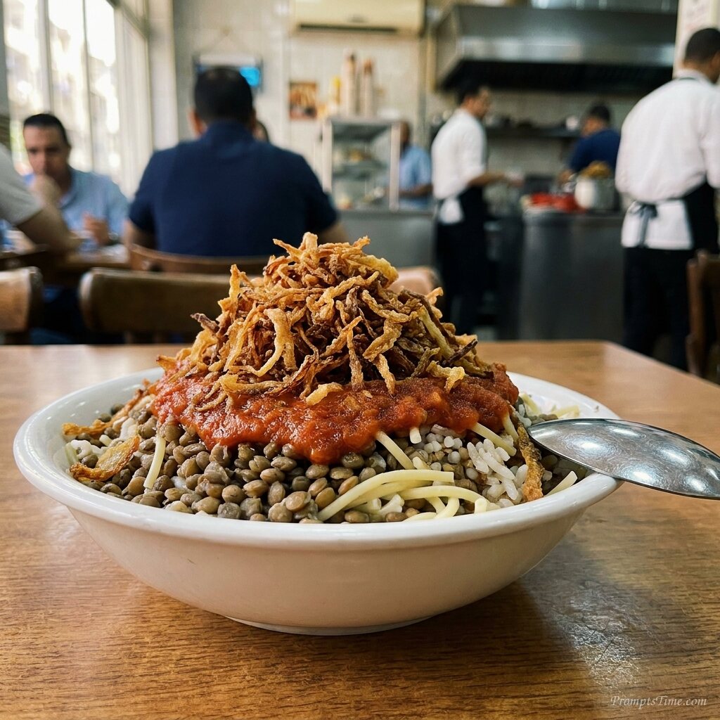 Egyptian koshari served in resta… — AI-generated images image