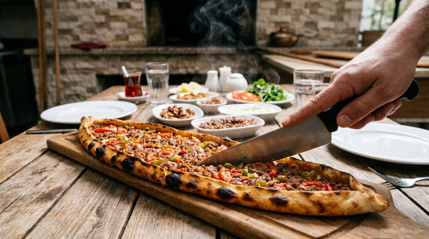 Slicing beef pide — AI-generated images image