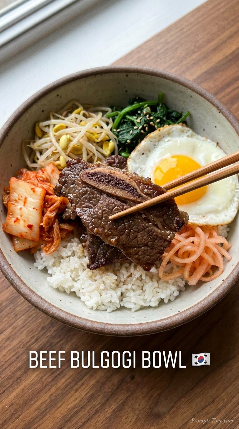 Chopsticks lifting beef bulgogi … — AI-generated images image