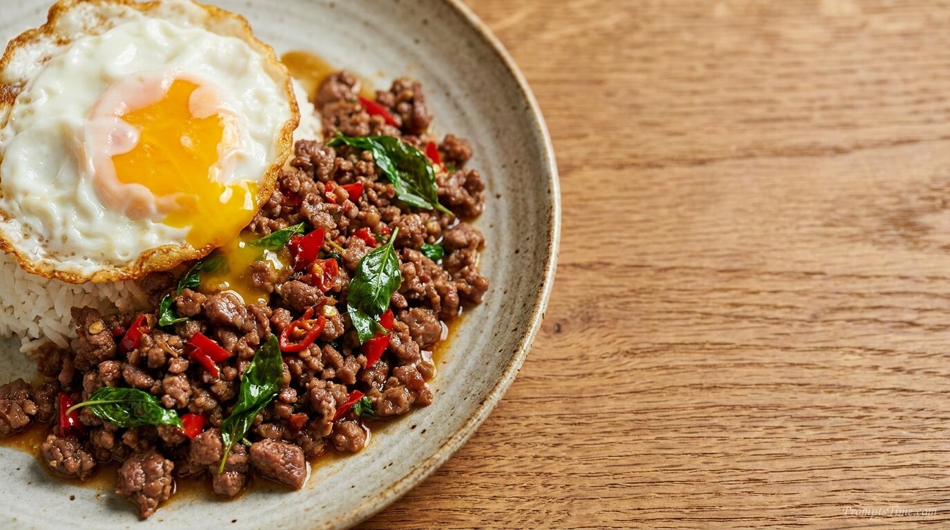 Thai basil beef with egg — AI-generated images image