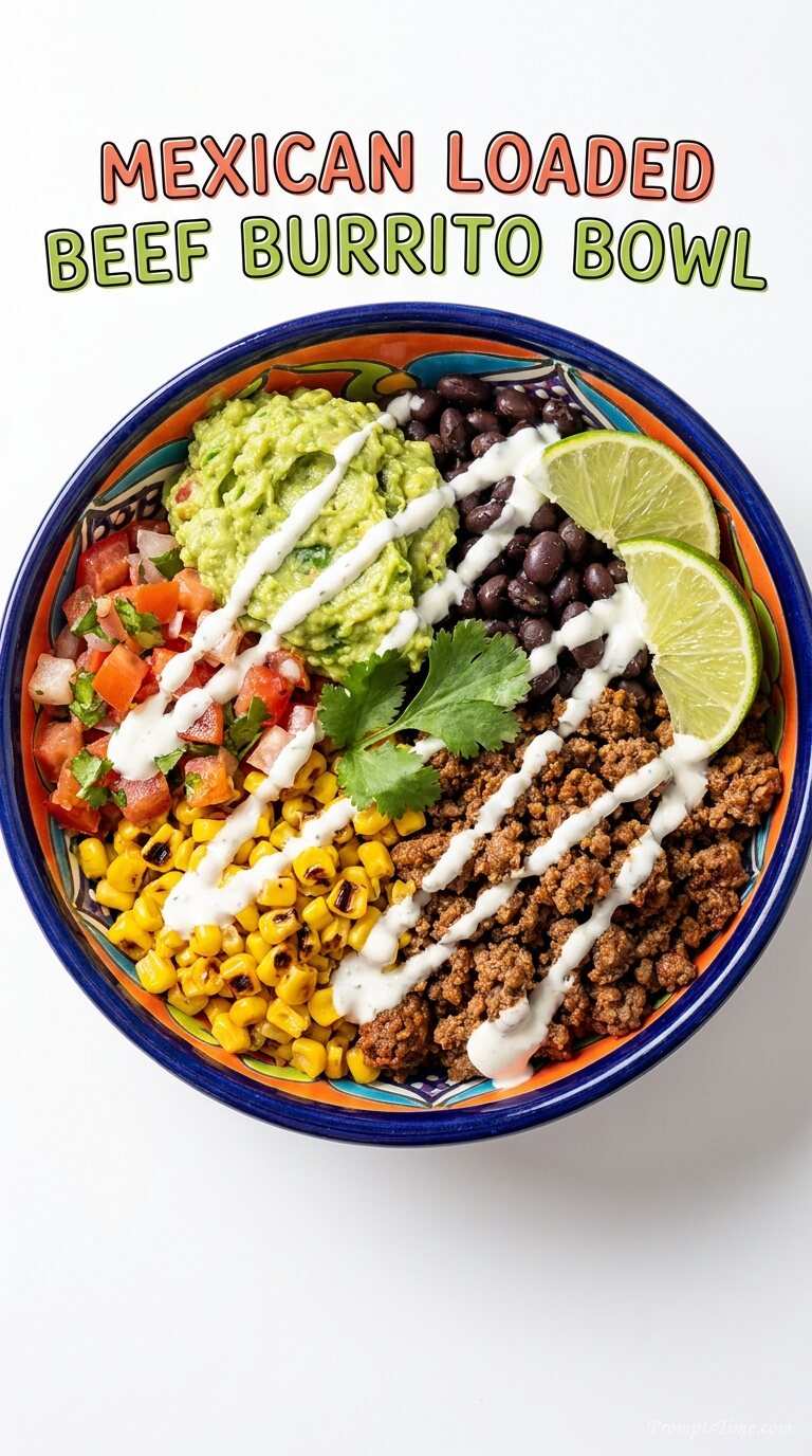 Beef burrito bowl in studio — AI-generated images image