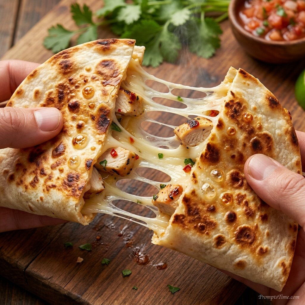 Chicken quesadilla cheese stretch — AI-generated images image