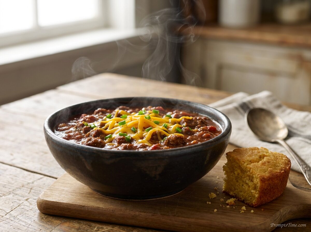 Beef chili in bowl — AI-generated images image