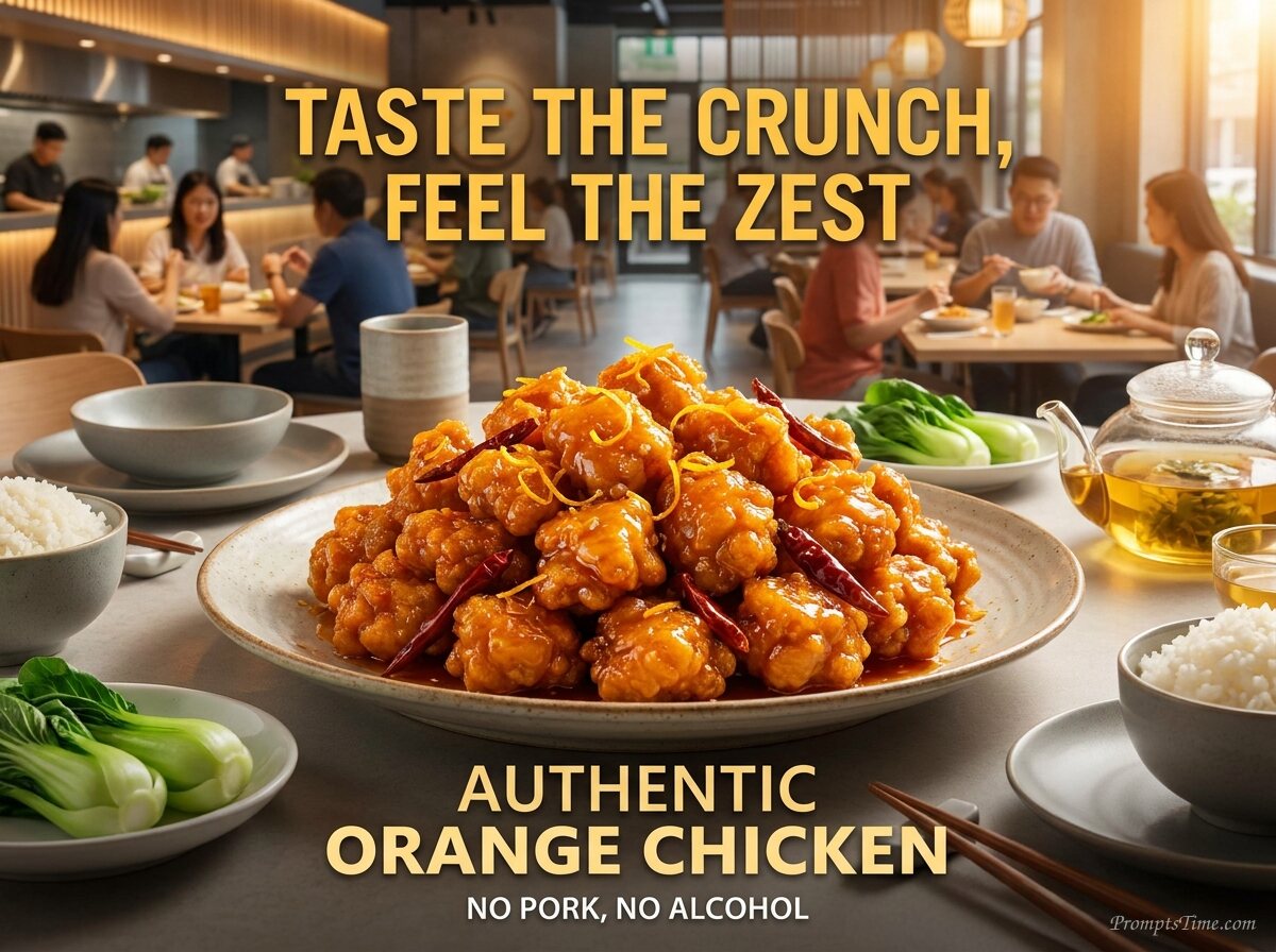 Orange chicken restaurant advert… — AI-generated images image
