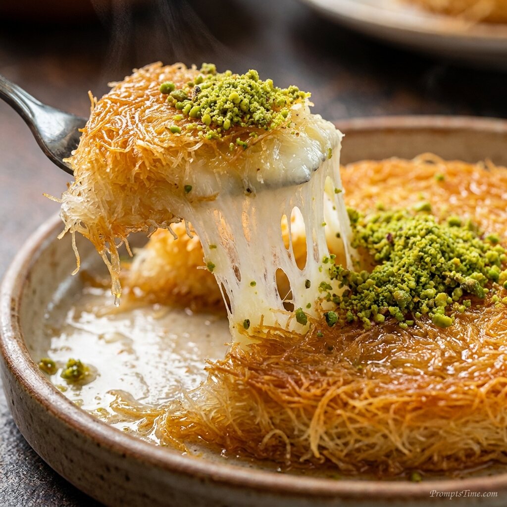 Lifting kunafa with cheese stretch — AI-generated images image