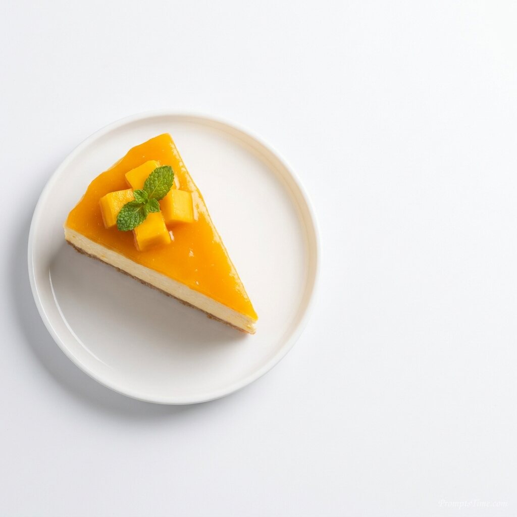 Mango cheesecake slice on surface 2 — AI-generated images image