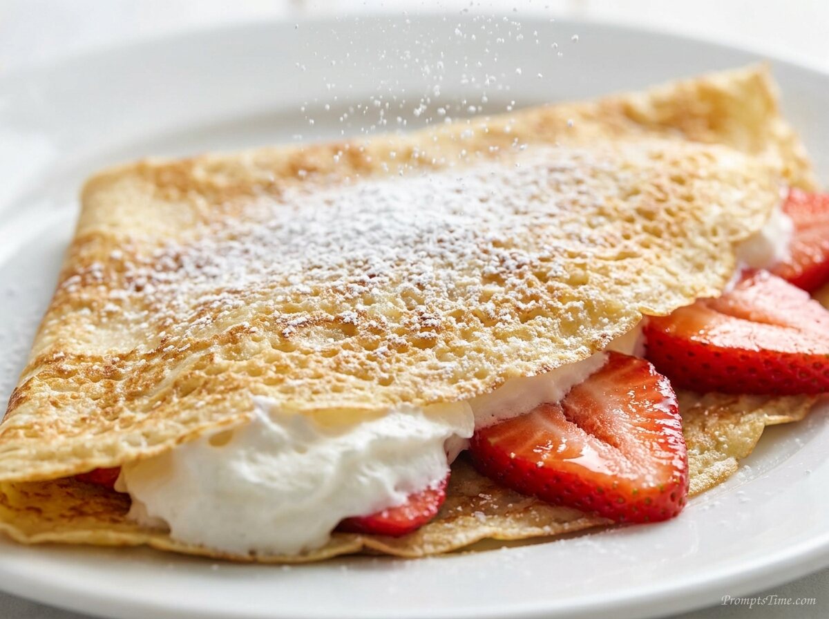 Strawberry crepes with cream 2 — AI-generated images image