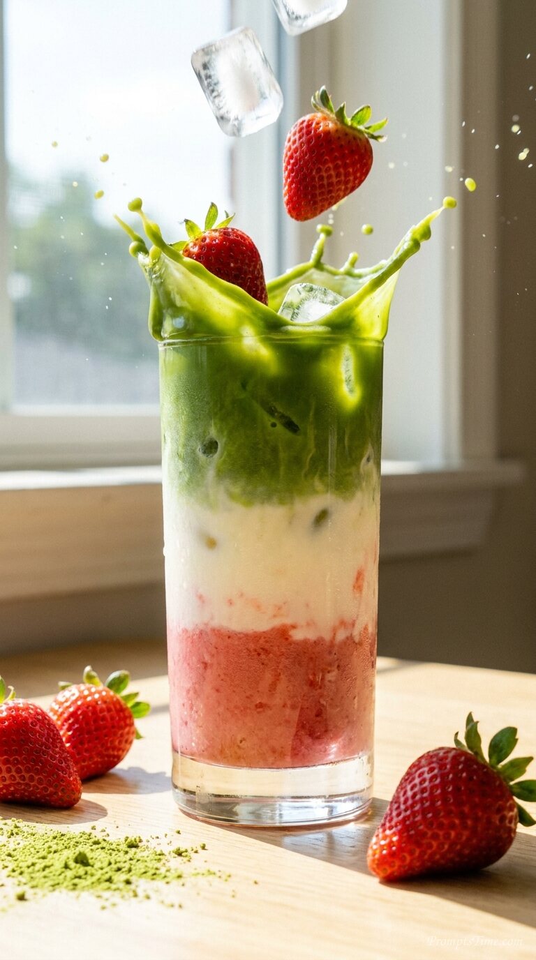 Iced strawberry matcha latte spl… 2 — AI-generated images image