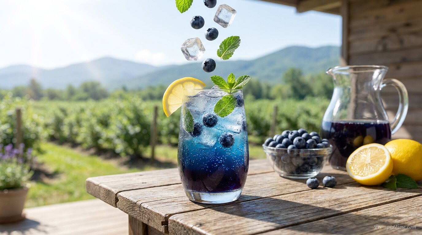 Blueberry lemon sparkling mocktail — AI-generated images image