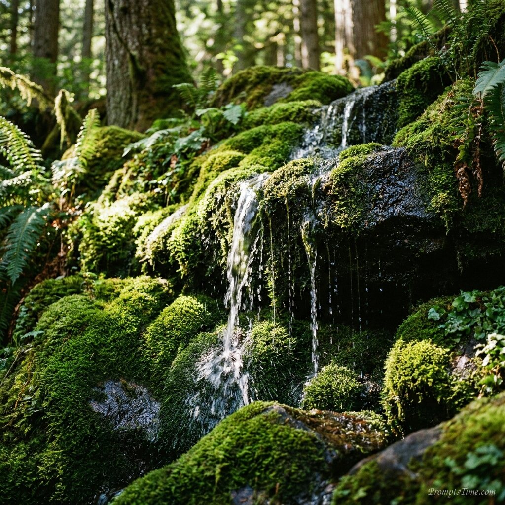 Small forest waterfall cascading… — AI-generated images image