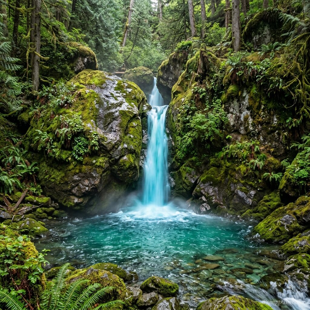 Turquoise waterfall dropping bet… — AI-generated images image