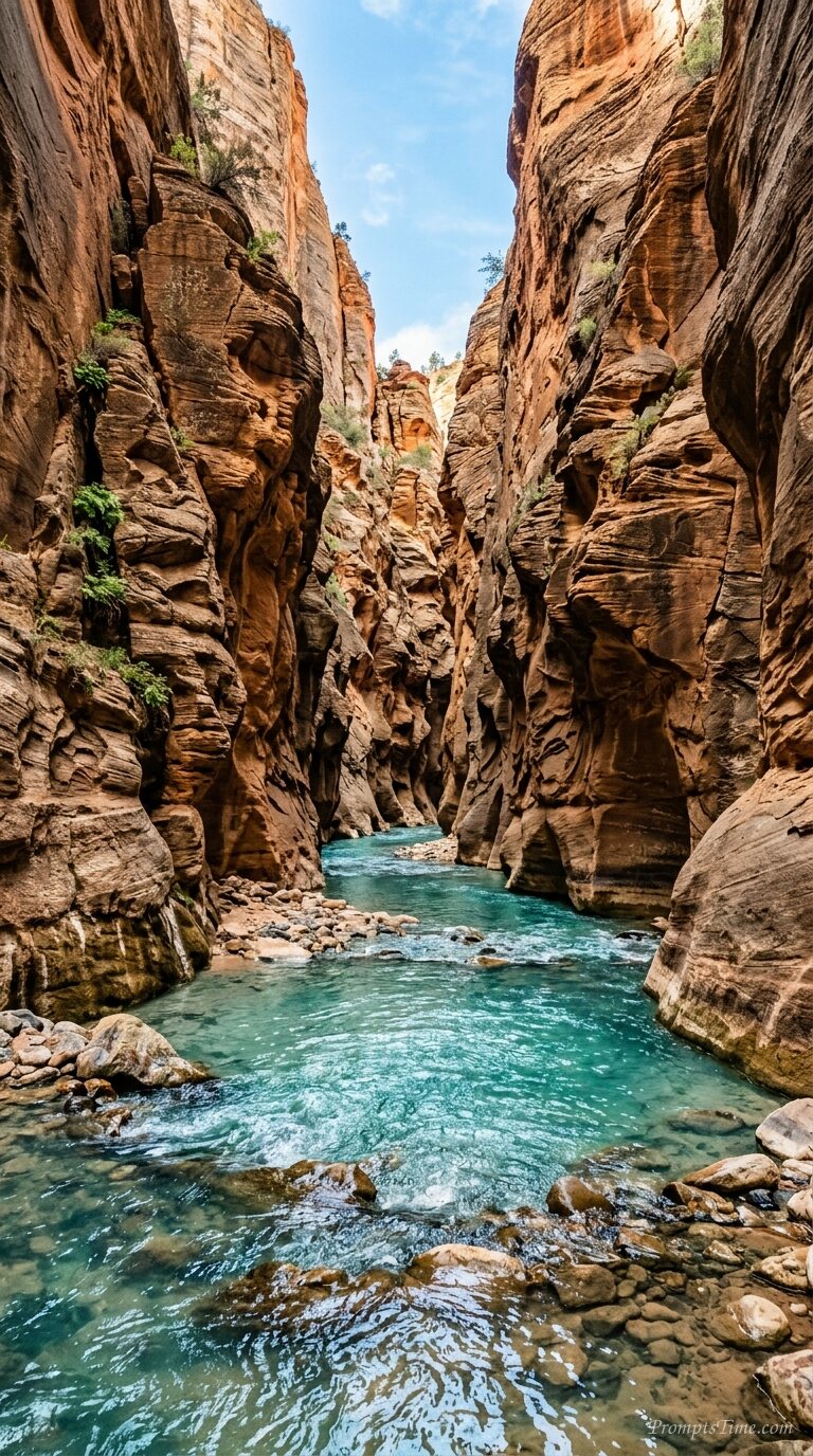 River flowing through desert canyon — AI-generated images image