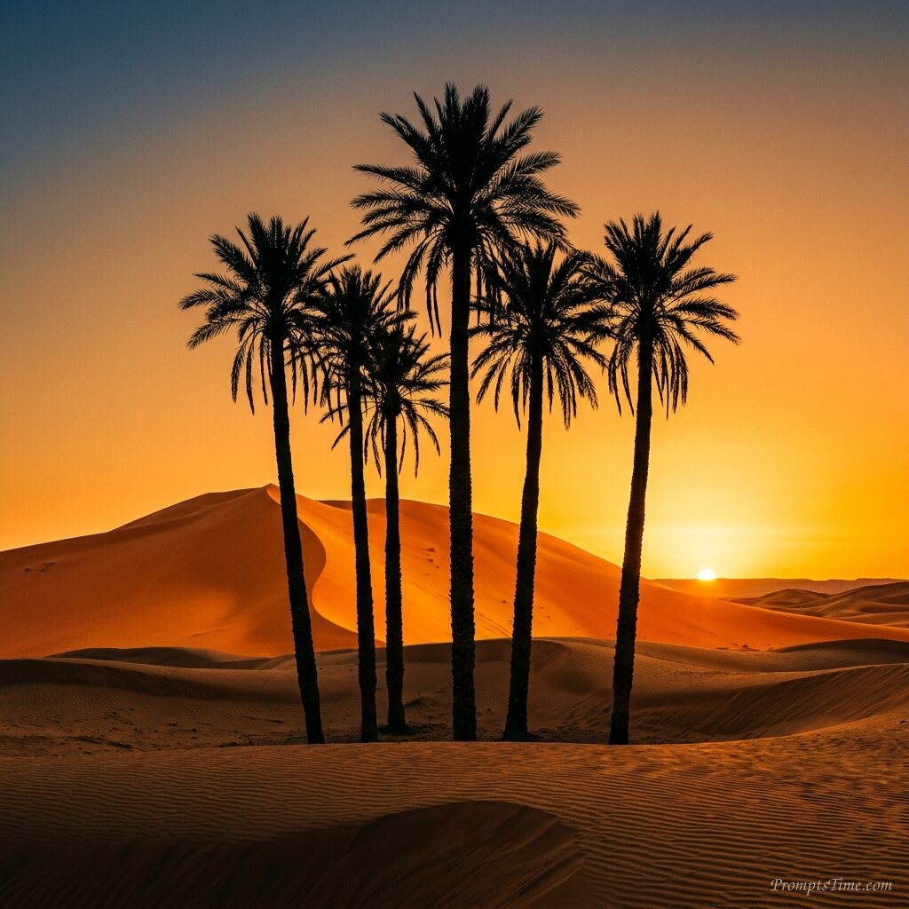 Palm trees on sand dune — AI-generated images image