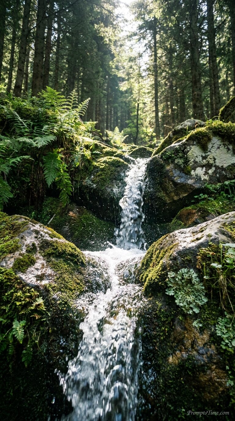 Mountain spring water bubbling — AI-generated images image