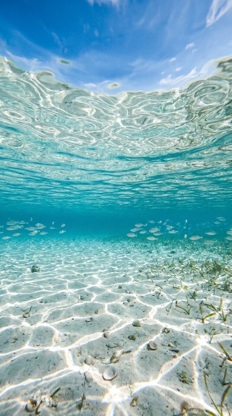 Sunlight patterns on lagoon bottom — AI-generated images image