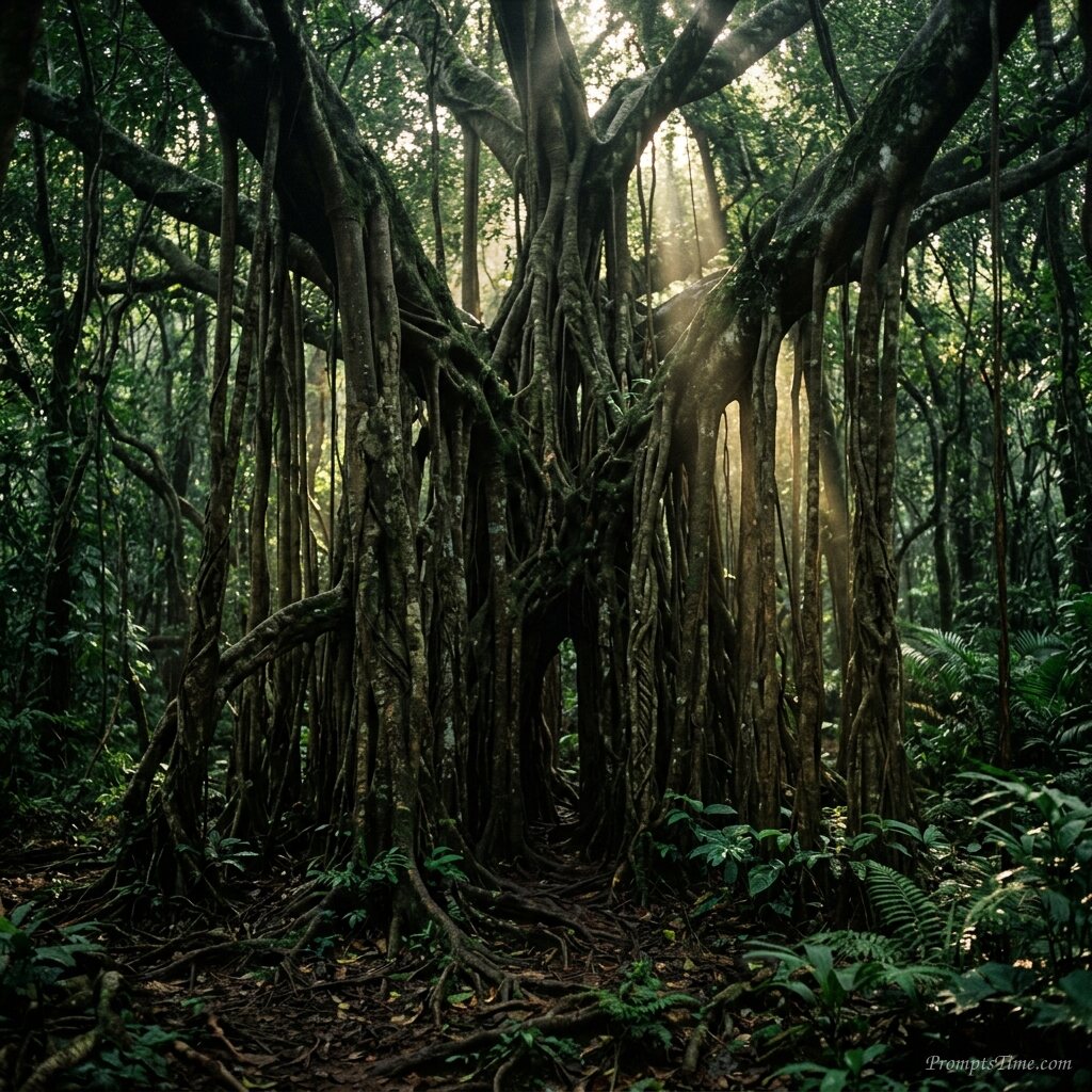 Banyan tree in tropical forest — AI-generated images image