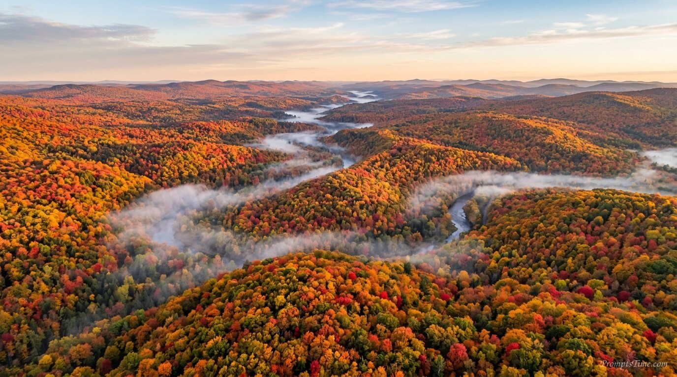 Aerial view of autumn forest — AI-generated images image
