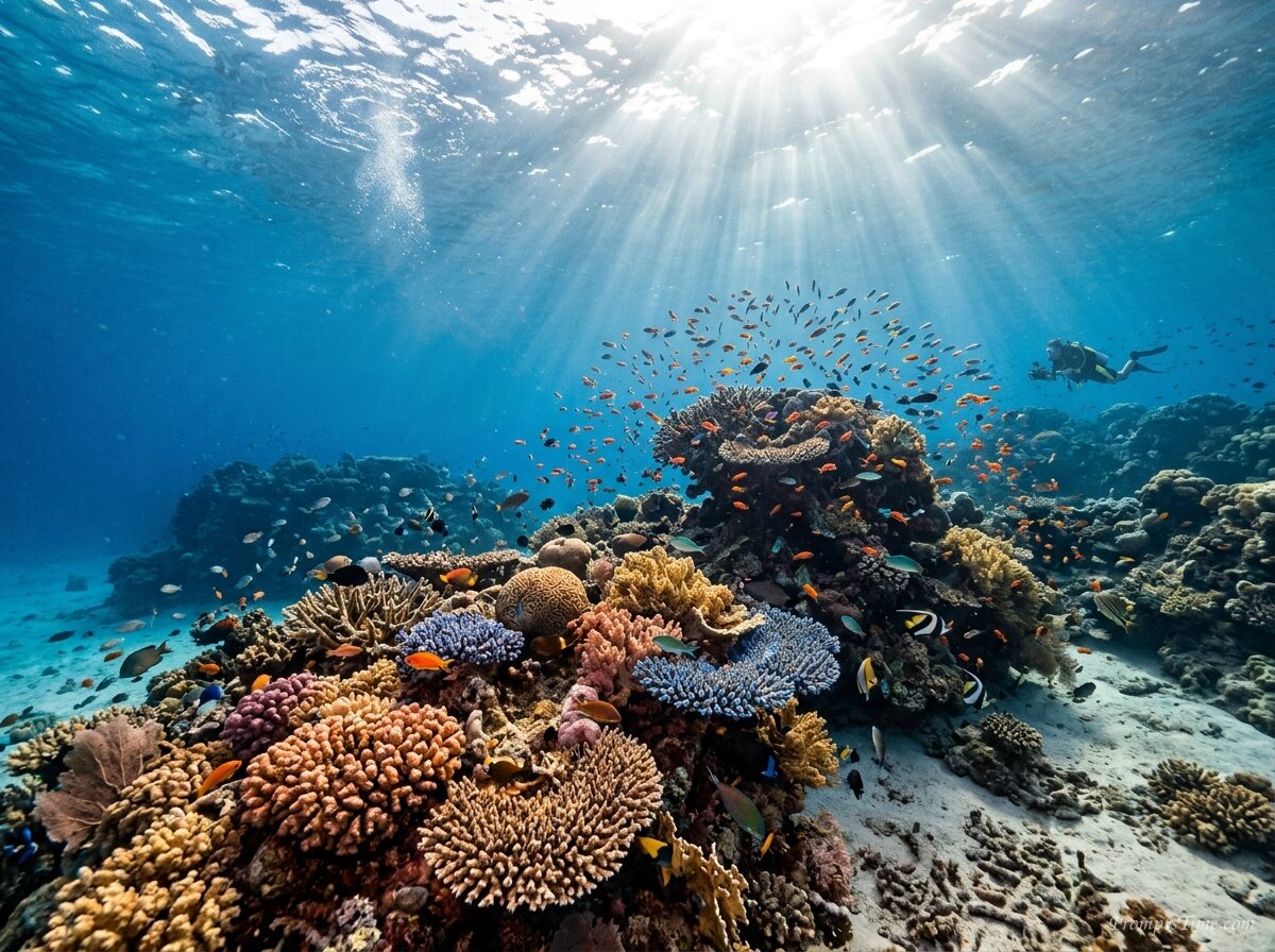 Scuba diver observing marine life — AI-generated images image