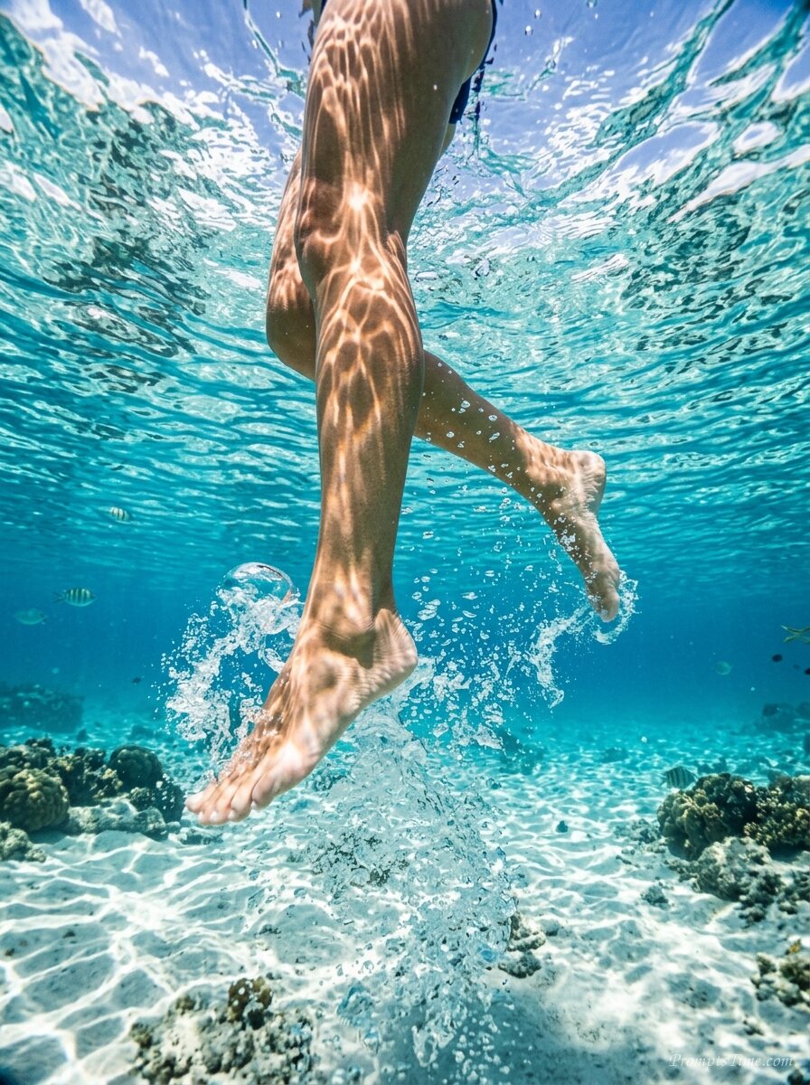 Swimmer treading water underwater — AI-generated images image