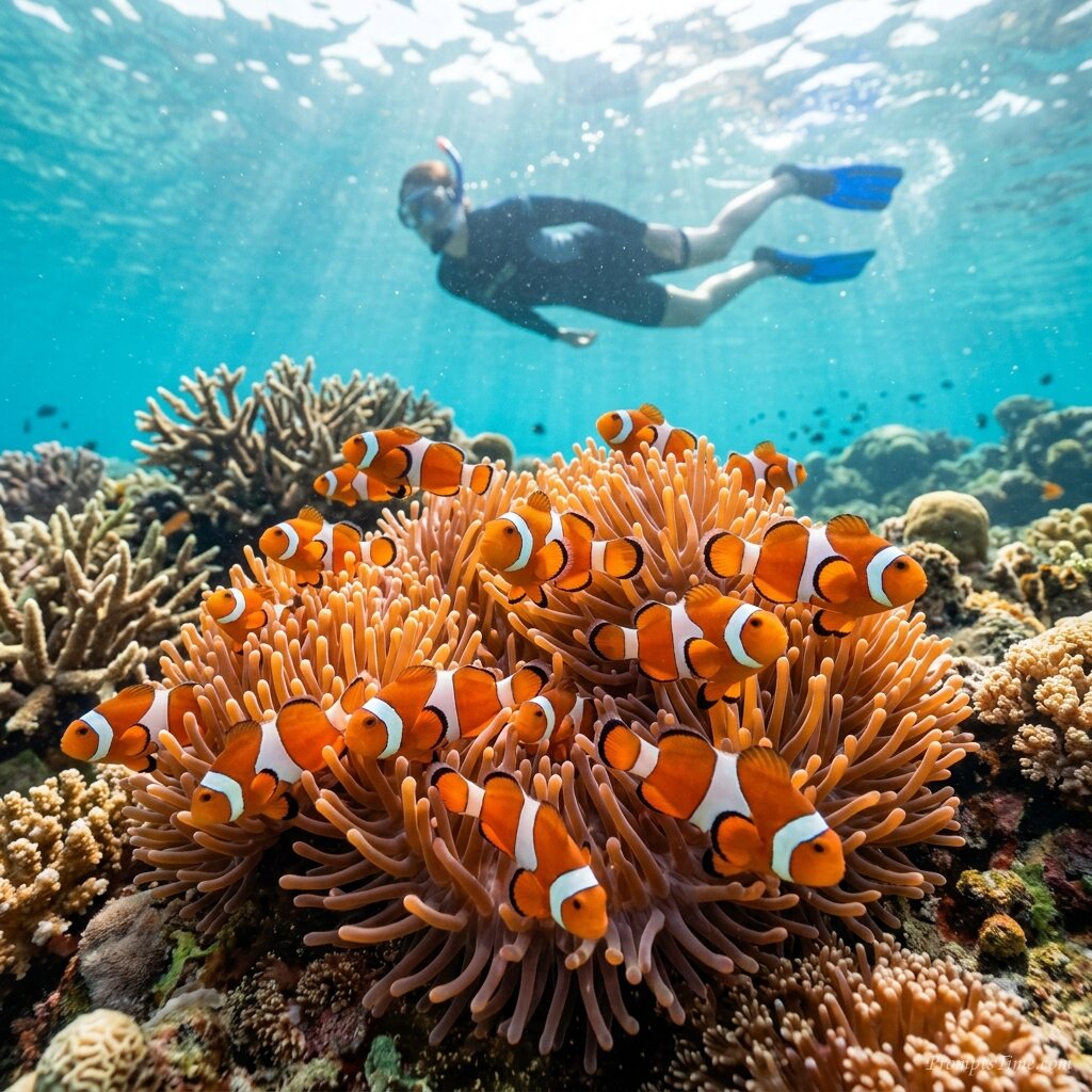 Clownfish among sea anemones — AI-generated images image