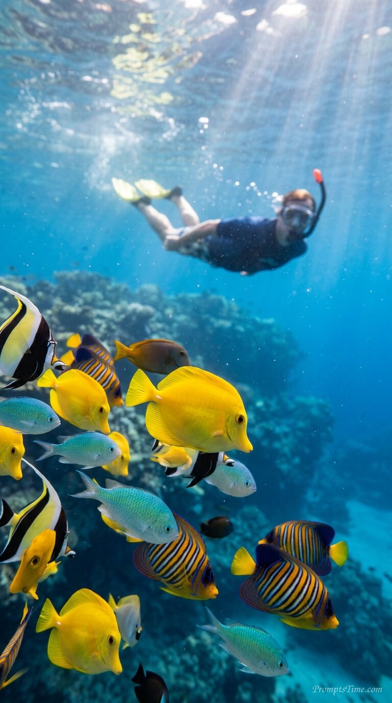 Tropical fish swimming underwater — AI-generated images image