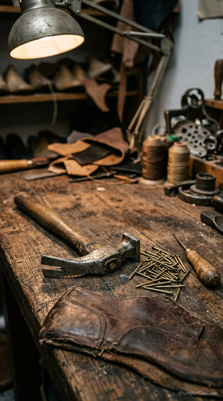 Cobbler workbench with tools — AI-generated images image