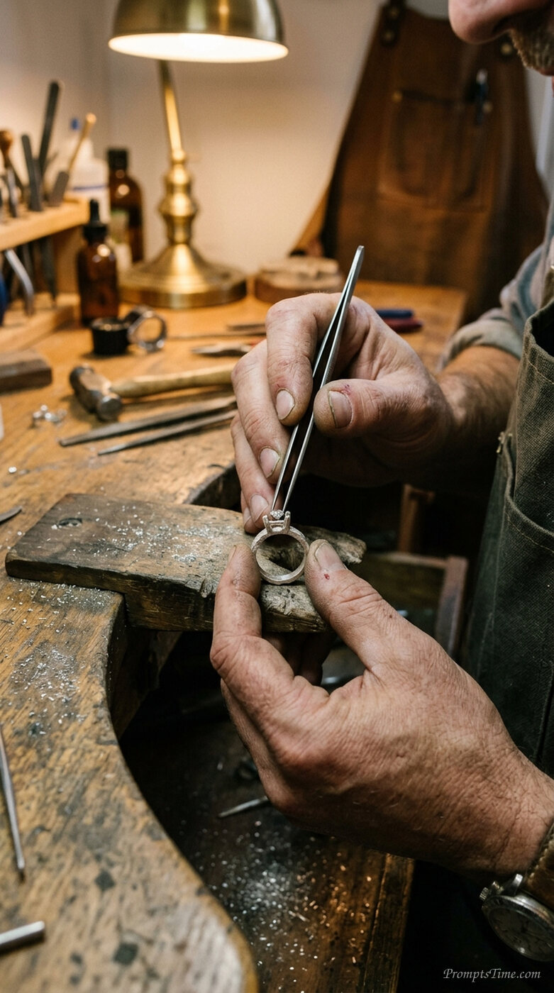 Jeweler setting gemstone in ring — AI-generated images image