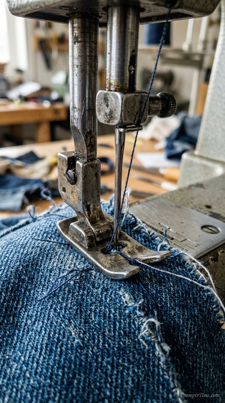 Sewing machine needle piercing d… — AI-generated images image