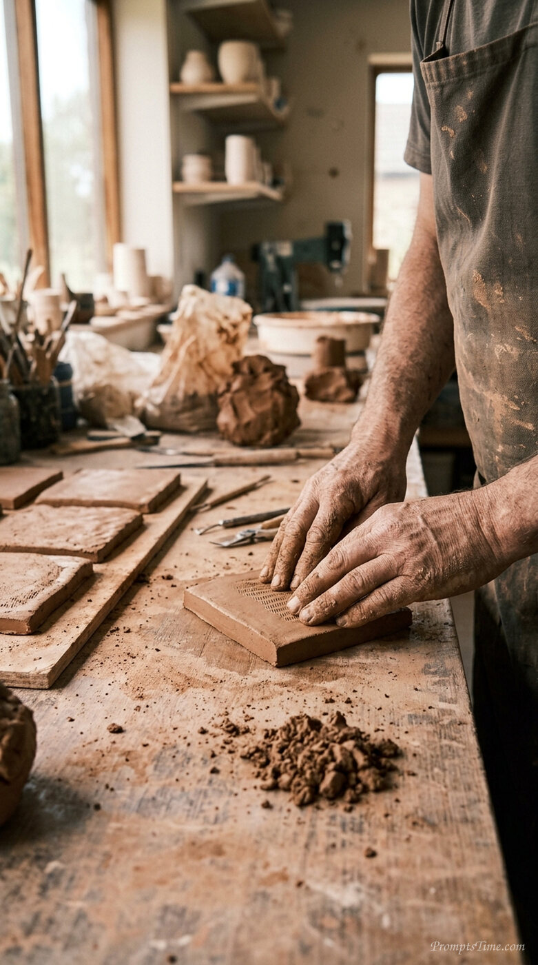 Hands kneading and shaping clay — AI-generated images image